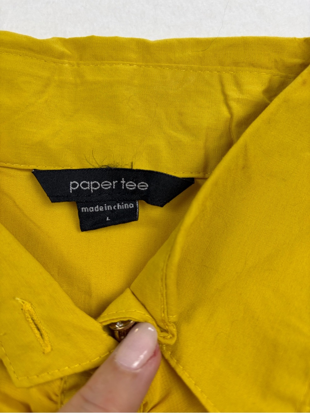 paper tee Yellow Ruffle Button-Front Blouse - Picture 3 of 6
